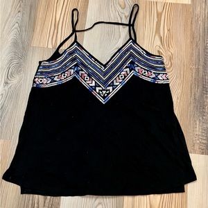 Express S Black Strappy Tank with Red/White/Blue Sequins